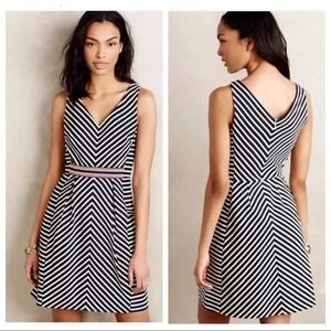 NEW ANTHROPOLOGIE $168 MAEVE NAVY MITERED STRIPED DRESS SZ 6 Summer Resortwear